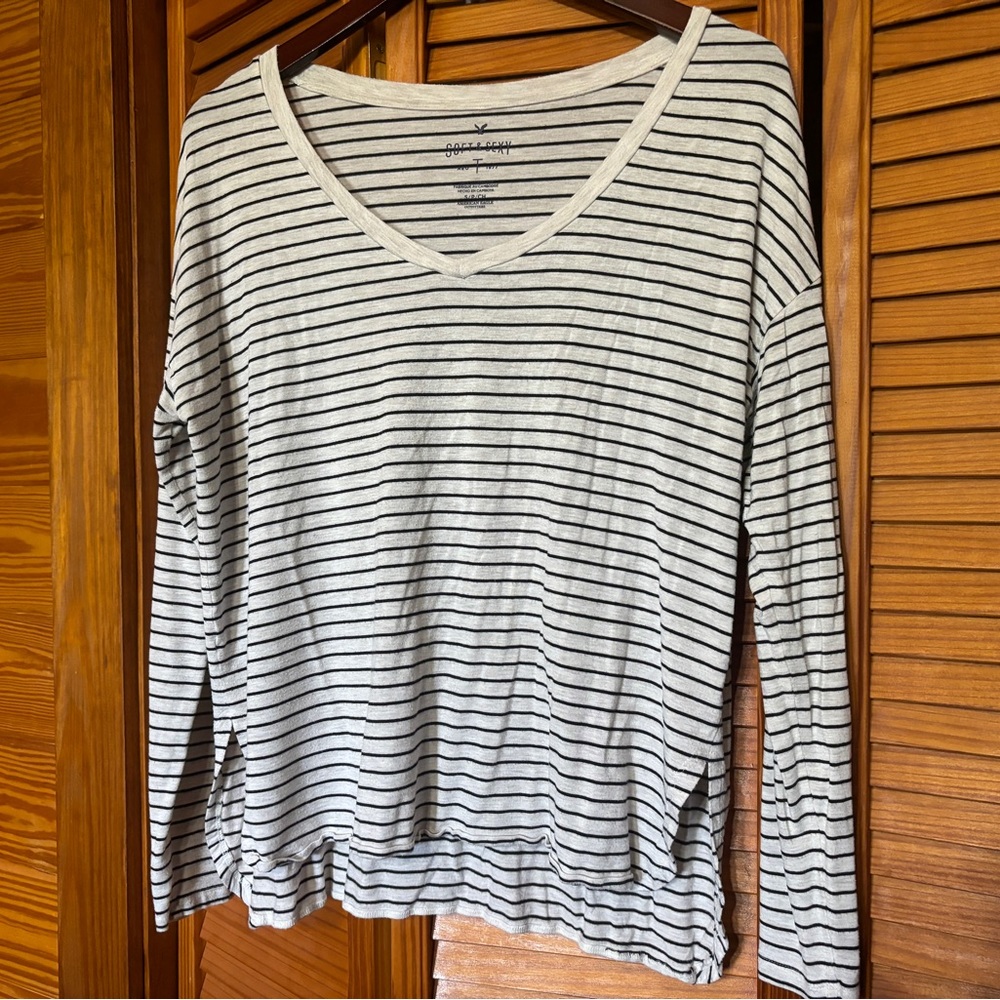 Aerie Ling Sleeve Striped Top